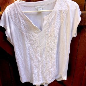 Liz Claiborne white sleeveless top. Size L